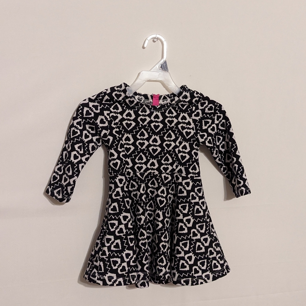 Fabkids xs toddler girls black and white 3/4 sleeves skater style dress …